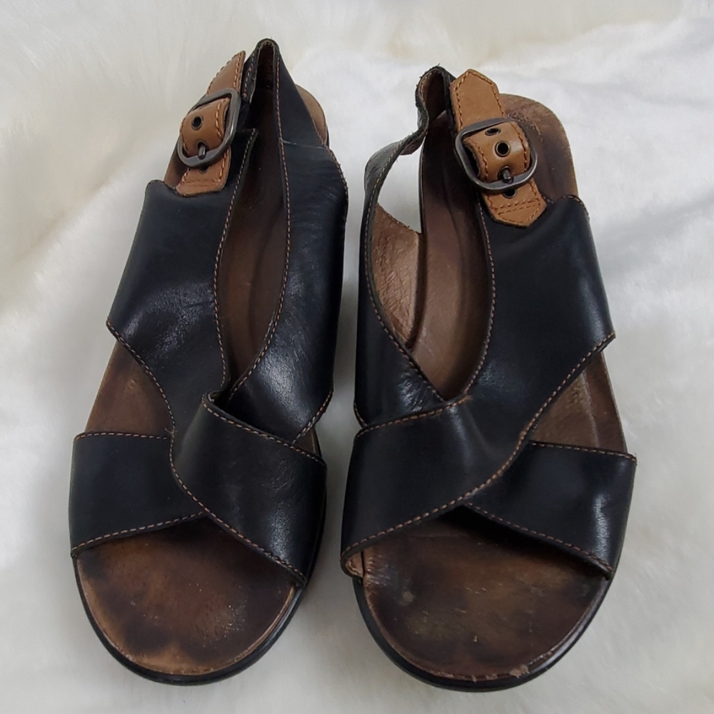 Dansko women heel black brown sandals size 38